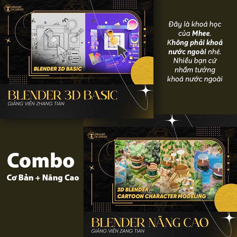 Combo 2 khóa Mhee - Blender Cơ Bản + Nâng Cao
