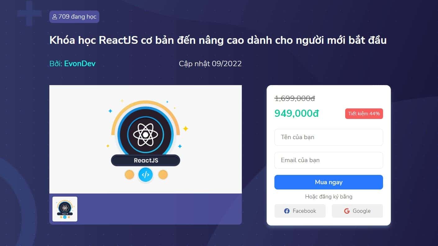 Khóa học ReactJS cơ bản đến nâng cao dành cho người mới bắt đầu