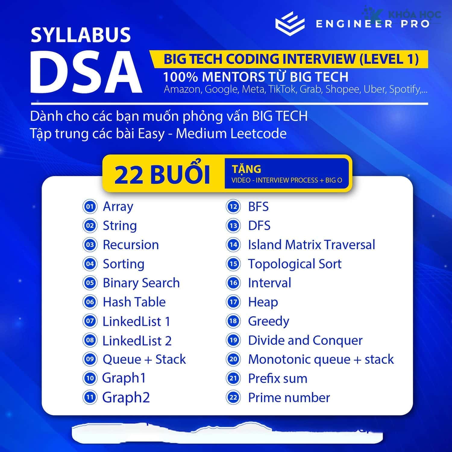 khóa học DSA Level 1 cùng Engineer Pro
