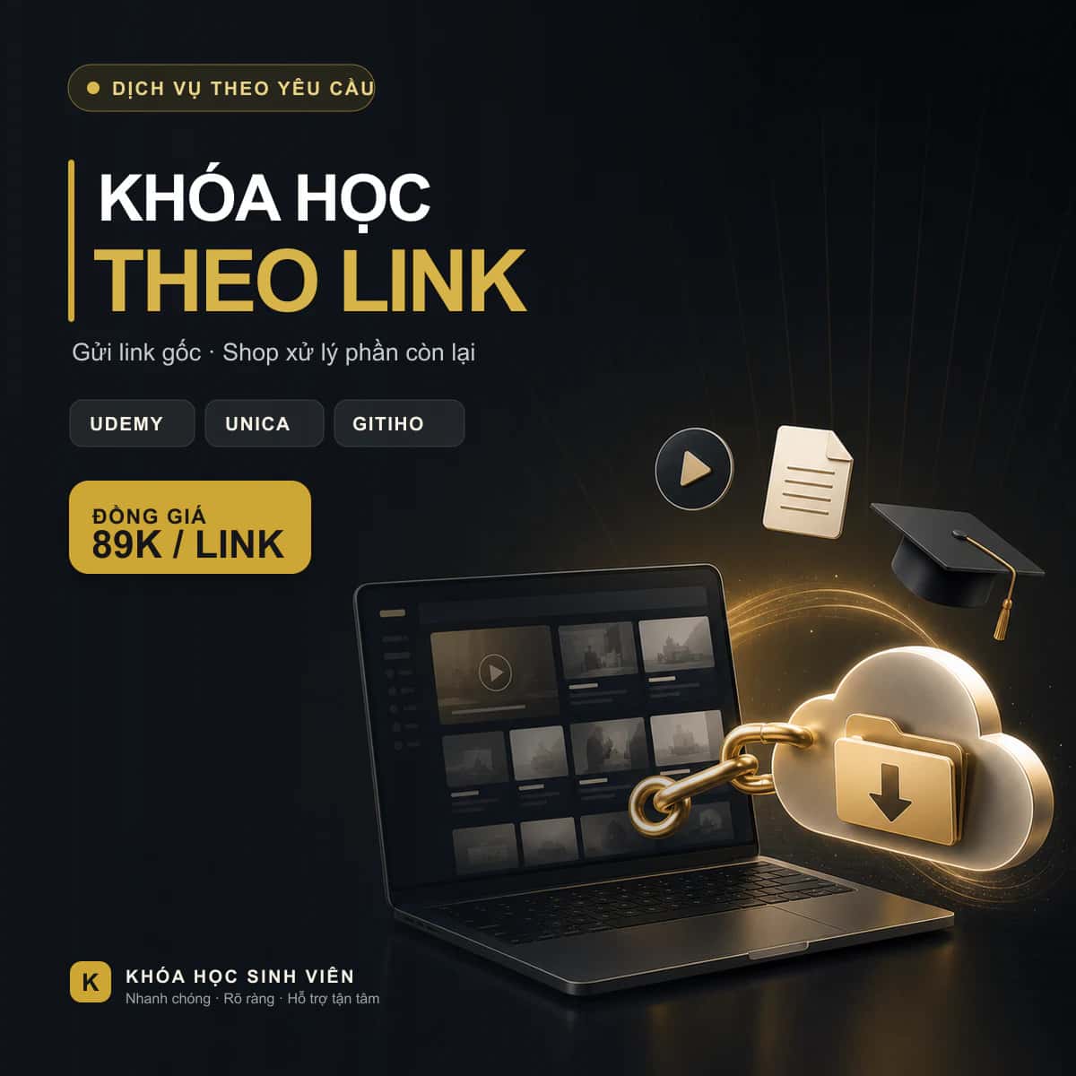 Get Khoá Học Udemy, Unica, Gitiho