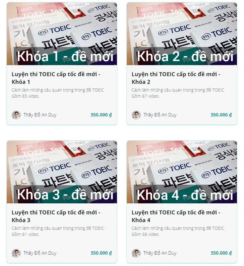 Combo 4 Khóa Học Toeic - Toeicmoingay.com