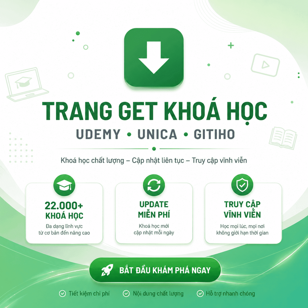 Get Khoá Học Udemy, Unica, Gitiho