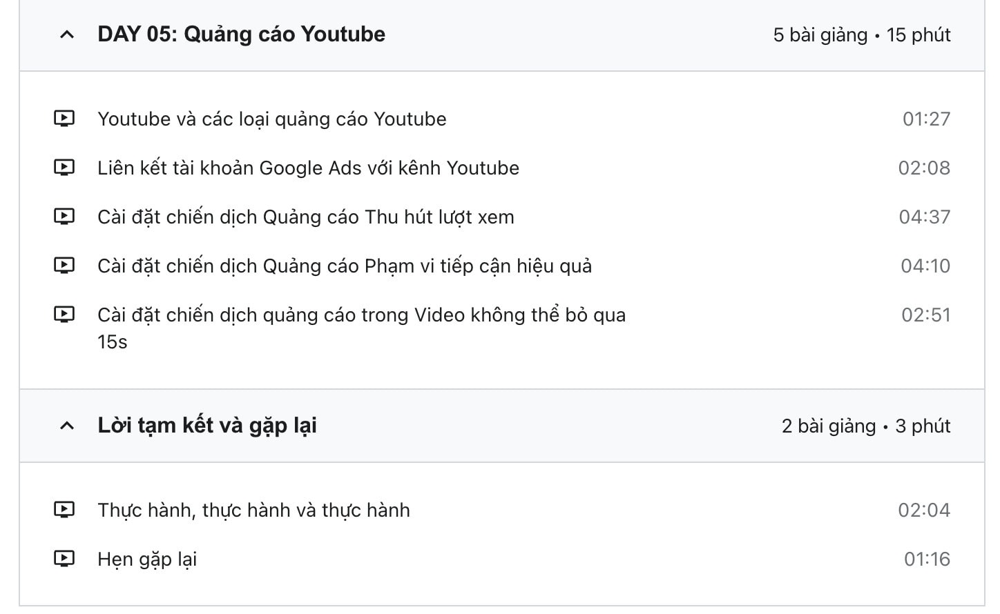 Nội dung khóa học 5 Ngày Thực chiến Quảng cáo Google Ads