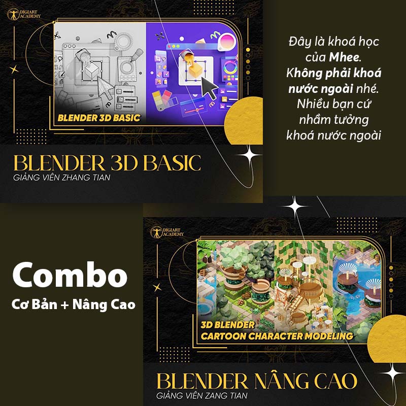 Combo 2 khóa Mhee - Blender Cơ Bản + Nâng Cao