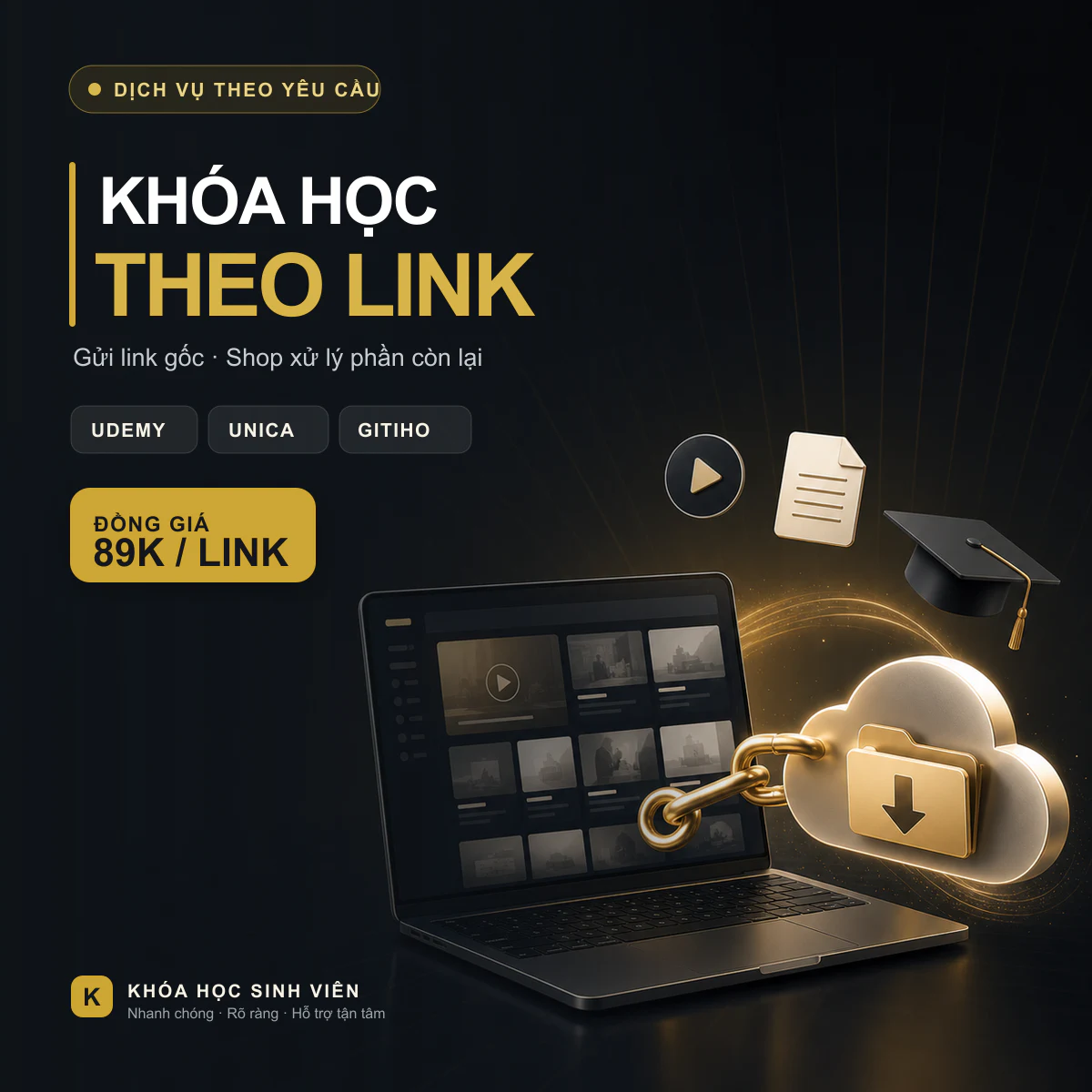 Get Khoá Học Udemy, Unica, Gitiho